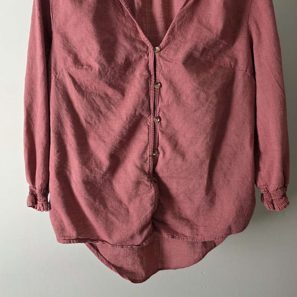 Sonoma Button-Front V-Neck Blouse in Rose